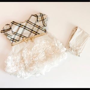 Nannette Plaid Floral Cream formal Dress